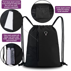 Mochila con cordón, con estilo deportivo, bolsa de gimnasio para mujeres, hombres y niños, bolsa de gran tamaño con zíper y