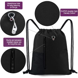 Mochila con cordón, con estilo deportivo, bolsa de gimnasio para mujeres, hombres y niños, bolsa de gran tamaño con zíper y