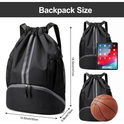 Hoedia Mochila deportiva con cordón, bolsa de gimnasio con compartimento para zapatos y bolsillo a prueba de humedad para