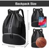 Hoedia Mochila deportiva con cordón, bolsa de gimnasio con compartimento para zapatos y bolsillo a prueba de humedad para