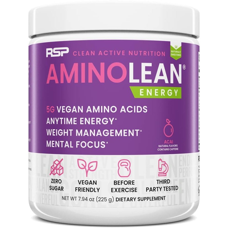 RSP Vegan AminoLean – Completamente natural para antes del entrenamiento con BCAA Vegano, amino energía todo-en-uno, gestión de