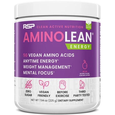 RSP Vegan AminoLean – Completamente natural para antes del entrenamiento con BCAA Vegano, amino energía todo-en-uno, gestión de