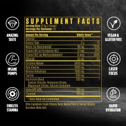 HydraPump | Polvo 1 sin estimulación para antes del entrenamiento con refuerzo de óxido nítrico, electrolitos y nootrópicos |