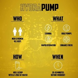 HydraPump | Polvo 1 sin estimulación para antes del entrenamiento con refuerzo de óxido nítrico, electrolitos y nootrópicos |