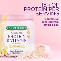 Nature's Bounty Mezcla completa de proteínas y vitaminas con colágeno y fibra, contiene vitamina C para la salud inmunológica,