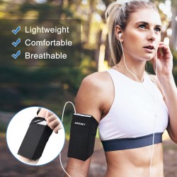 Brazalete para teléfono celular con bolsillo para auriculares, hasta 6.7 pulgadas, soporte para llaves de teléfono para iPhone