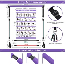 Goocrun Portable Pilates Bar Kit with Resistance Bands for Men and Women - 3 Set Exercise Resistance Bands - Multifunctional