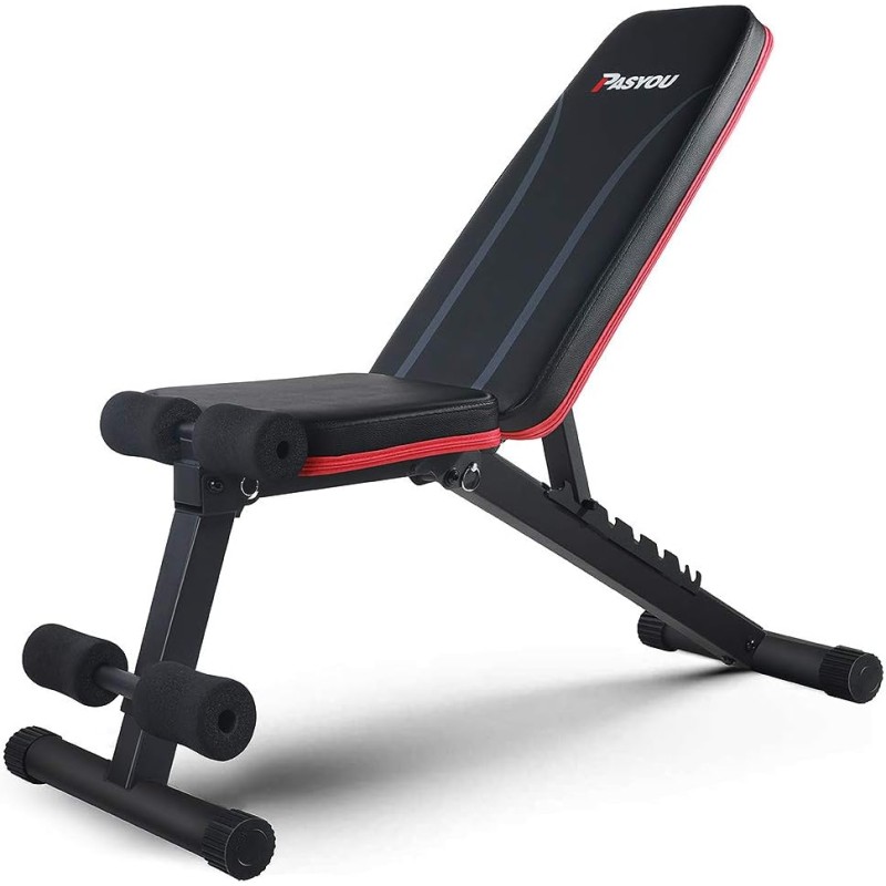 PASYOU Adjustable Weight Bench Full Body Workout Multi-Purpose Foldable Incline Decline Exercise Workout Bench for Home Gym