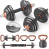 FEIERDUN Adjustable Dumbbell Set, 40/44/66lbs Free Weight Set with Connector, 4 in1 Weight Set Used as Barbell, Kettlebells,