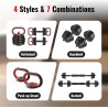 FEIERDUN Adjustable Dumbbell Set, 40/44/66lbs Free Weight Set with Connector, 4 in1 Weight Set Used as Barbell, Kettlebells,