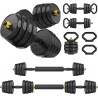 FEIERDUN Adjustable Dumbbells, 44/66lbs Free Weight Set with 4 Modes, Used as Barbell, Kettlebells, Push up Stand, Fitness