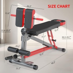 Adjustable Weight Bench,Utility Multi-Functional Roman Chair for Full Body Workout Purpose Foldable Incline and Flat & Decline