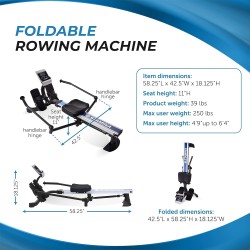 Stamina BodyTrac Glider Hydraulic Rowing Machine with Smart Workout App - Rower Workout Machine with Cylinder Resistance - Up to