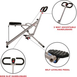 Sunny Health & Fitness Row-N-Ride Squat Assist Trainer for Glutes Workout With Adjustable Resistance, Easy Setup & Foldable