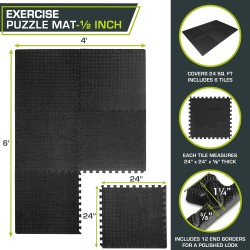 ProsourceFit Tapete de ejercicio de rompecabezas de ½ pulgada, azulejos de espuma EVA entrelazados para gimnasio en casa, tapete