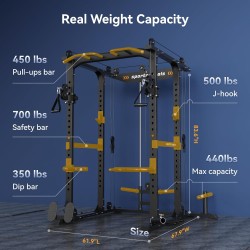 Sportsroyals Jaula de potencia, estante de alimentación multifunción con sistema de cruce de cable ajustable y más accesorios de