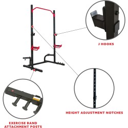 Sunny Health & Fitness Power Zone, Jaula de fuerza, soporte para sentadillas, soporte de fuerza