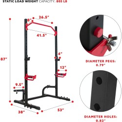 Sunny Health & Fitness Power Zone, Jaula de fuerza, soporte para sentadillas, soporte de fuerza