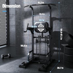 Sportsroyals Power Tower Pull Up Dip Station Multi-Function Home Gym Strength Training Fitness Equipment 440LBS