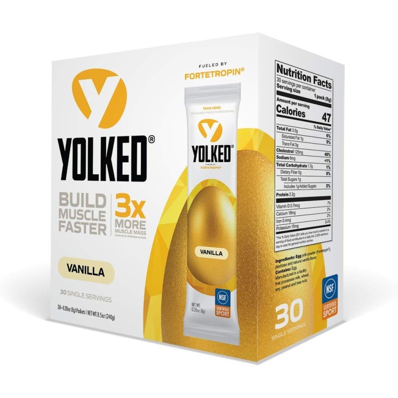 YOLKED - Suplemento de construcción muscular totalmente natural probado clínicamente y certificado por NSF - Aumenta el músculo