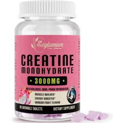 Monohidrato de creatina de 3000 mg para mujeres, monohidrato de creatina pura con colágeno hidrolizado, BACC, extracto de Panax