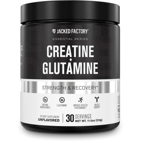 Creatina + glutamina - Suplemento de creatina con L-glutamina para recuperación muscular, crecimiento muscular, mayor fuerza,