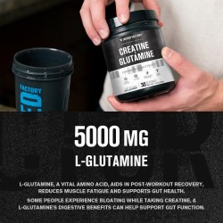 Creatina + glutamina - Suplemento de creatina con L-glutamina para recuperación muscular, crecimiento muscular, mayor fuerza,