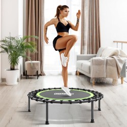 ONETWOFIT Trampolín rebotador de 42 pulgadas/45 pulgadas para adultos, mini trampolín silencioso con barra de mano ajustable de