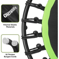 ONETWOFIT Trampolín rebotador de 42 pulgadas/45 pulgadas para adultos, mini trampolín silencioso con barra de mano ajustable de