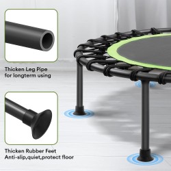 ONETWOFIT Trampolín rebotador de 42 pulgadas/45 pulgadas para adultos, mini trampolín silencioso con barra de mano ajustable de