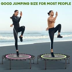 ONETWOFIT Trampolín rebotador de 42 pulgadas/45 pulgadas para adultos, mini trampolín silencioso con barra de mano ajustable de