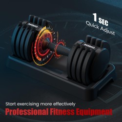 Mancuernas ajustables de 55 libras, mancuernas individuales 5 en 1, con mango de metal antideslizante, ideal para entrenamientos